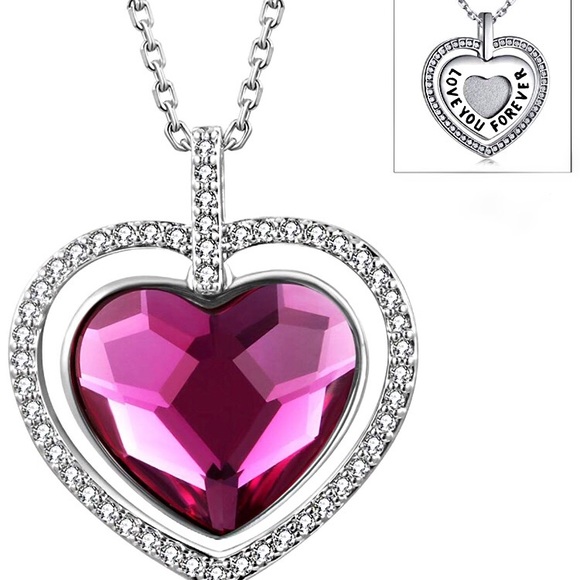 Jewelry - Swarovski Crystal Heart Necklace Reversible 2 in 1
